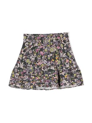 Zadig & Voltaire Kids floral-print flared skirt - Black