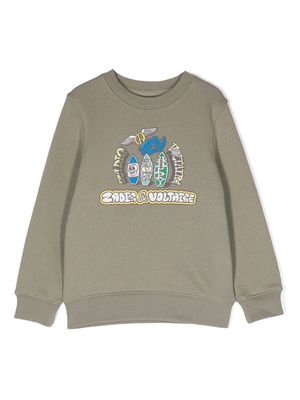 Zadig & Voltaire Kids graphic-print cotton sweatshirt - Green