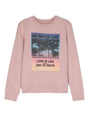 Zadig & Voltaire Kids graphic-print cotton sweatshirt - Pink