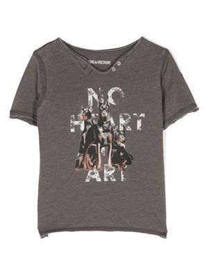 Zadig & Voltaire Kids graphic-print cotton T-shirt - Brown