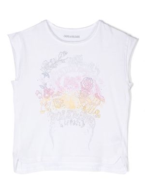 Zadig & Voltaire Kids graphic-print rhinestone T-shirt - White