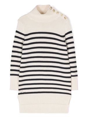 Zadig & Voltaire Kids high-neck striped knitted dress - Neutrals