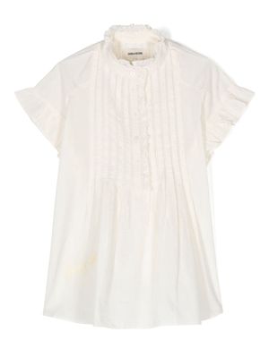 Zadig & Voltaire Kids logo-embroidered cotton tunic top - Neutrals