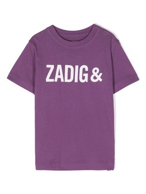 Zadig & Voltaire Kids logo-print cotton T-shirt - Purple