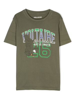 Zadig & Voltaire Kids logo-print crew-neck T-shirt - Green