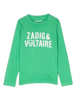 Zadig & Voltaire Kids logo-print long-sleeve T-shirt - Green