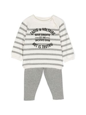 Zadig & Voltaire Kids logo-print striped trouser set - Grey