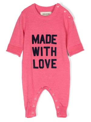 Zadig & Voltaire Kids Made With Love-print romper - Pink