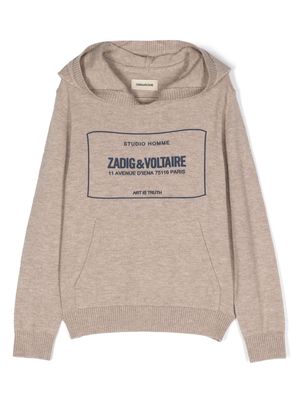 Zadig & Voltaire Kids mélange-effect hooded sweatshirt - Neutrals