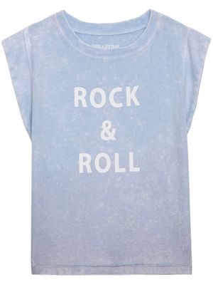 Zadig & Voltaire Kids slogan-print faded cotton T-shirt - Blue