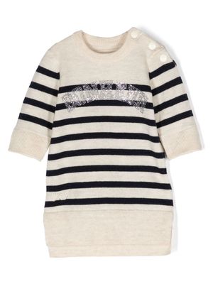 Zadig & Voltaire Kids striped knitted dress - Neutrals