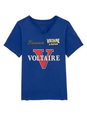 Zadig & Voltaire Kids Voltaire-print T-shirt - Blue