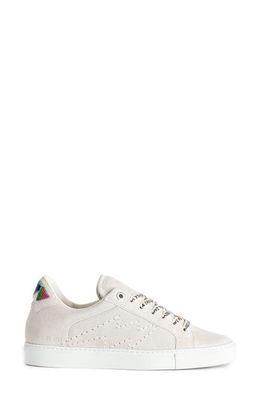 Zadig & Voltaire La Flash Beaded Heel Wrap Suede Sneaker in Blanc