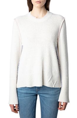 Zadig & Voltaire Louna Silk Blend Sweater in Ecru