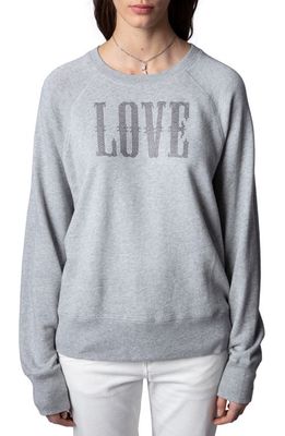 Zadig & Voltaire Love Cotton & Modal Crewneck Sweatshirt in Gris Chine