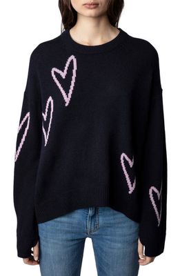 Zadig & Voltaire Markus Heart Cashmere Sweater in Encre