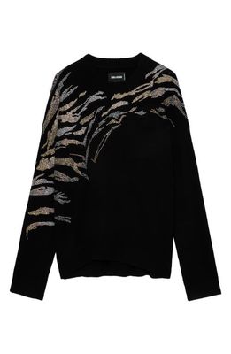 Zadig & Voltaire Markus Tiger Cashmere Sweater in Noir