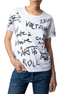 Zadig & Voltaire Marta Manifesto Tag Cotton Graphic T-Shirt in Blanc