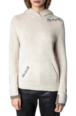 Zadig & Voltaire Mina Embroidered Cashmere Hoodie in Mastic