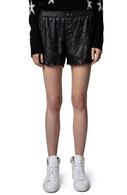 Zadig & Voltaire Pax Crinkled Leather Shorts in Noir