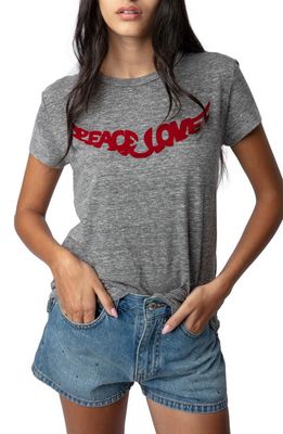 Zadig & Voltaire Peace N Love Graphic T-Shirt in Gris Chine