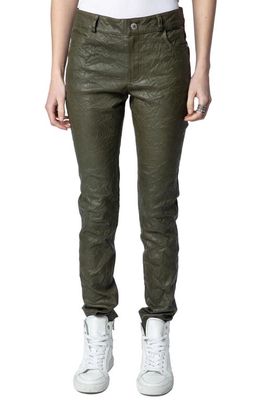 Zadig & Voltaire Phlame Leather Pants in Pickle