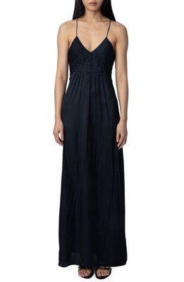 Zadig & Voltaire Rayonne Satin Maxi Slipdress in Encre