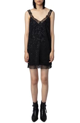 Zadig & Voltaire Renelle Ikat Jacquard Silk Mini Slipdress in Noir