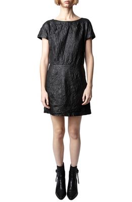 Zadig & Voltaire Rexa Crinkled Leather Dress in Noir