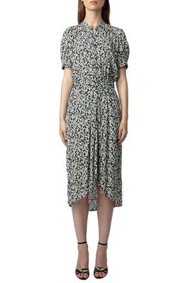 Zadig & Voltaire Rima Floral Crepe High-Low Dress in Vanille
