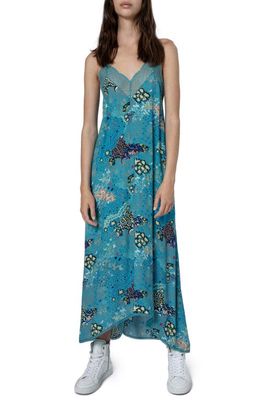 Zadig & Voltaire Risty Glam Rock High-Low Slipdress in Eucalyptus