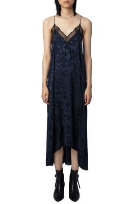 Zadig & Voltaire Risty Ikat Jacquard Silk Slipdress in Encre