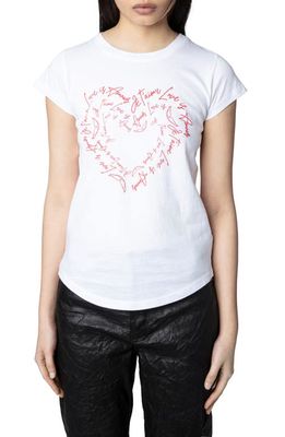 Zadig & Voltaire Saint Valentine Scribbled Heart Graphic Tee in Blanc