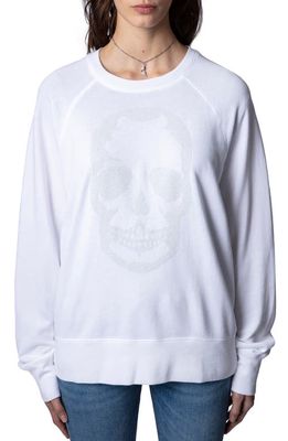 Zadig & Voltaire Skull Cotton & Modal Sweatshirt in Blanc