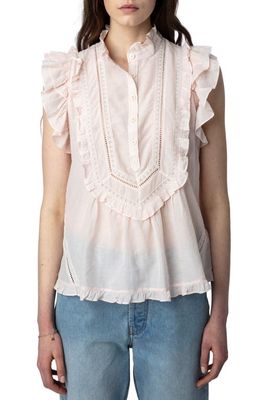 Zadig & Voltaire Tama Ruffle Lace Blouse in Dolls