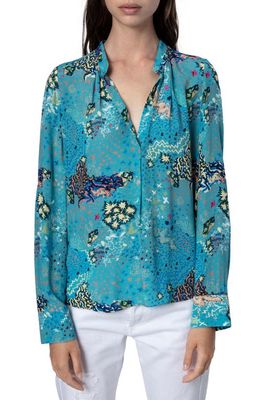 Zadig & Voltaire Tink Glam Rock Satin Blouse in Eucalyptus