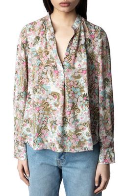 Zadig & Voltaire Tink Yoko Floral Button-Up Blouse in Deep Parme