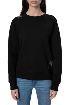 Zadig & Voltaire Upper Star Embellished Cotton Sweatshirt in Noir