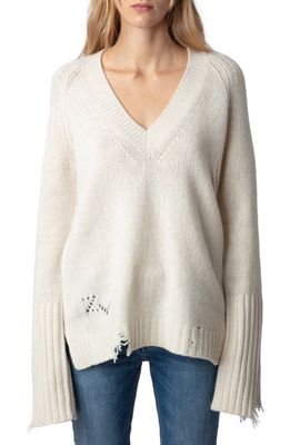 Zadig & Voltaire Valma Amour Pointelle Merino Wool Sweater in Judo