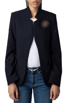 Zadig & Voltaire Very Strass Embellished Blazer in Encre