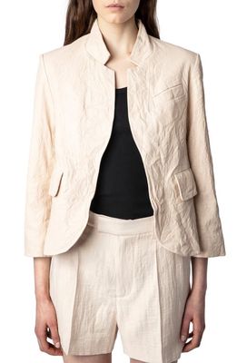 Zadig & Voltaire Verys Crushed Leather Blazer in Poudre