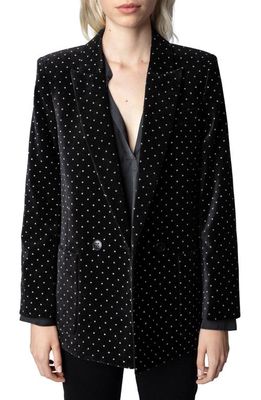 Zadig & Voltaire Visko Glitter Dot Velveteen Jacket in Noir