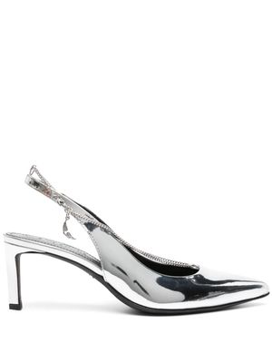 Zadig&Voltaire 68mm First Night Court leather pumps - Silver