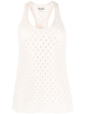 Zadig&Voltaire Abbie perforated cashmere-blend top - Neutrals