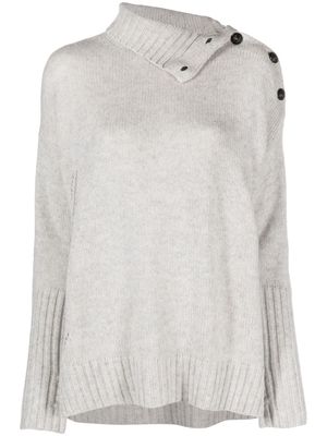 Zadig&Voltaire Alma pointelle-logo cashmere jumper - Grey