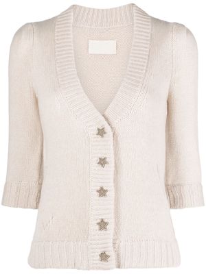 Zadig&Voltaire Betsy jewels-buttons ribbed-knit cardigan - Neutrals