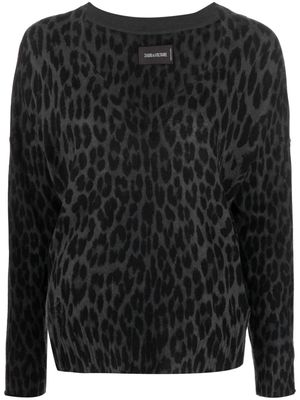 Zadig&Voltaire Brumy leopard-print cashmere top - Grey