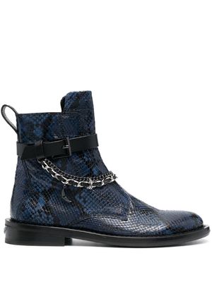 Zadig&Voltaire chain-detail embossed leather boots - Blue