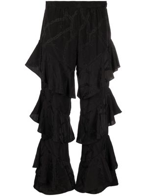 Zadig&Voltaire chain-print ruffled silk trousers - Black