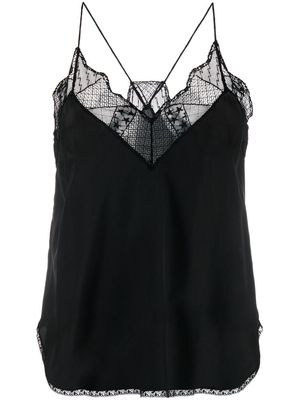 Zadig&Voltaire Christy lace-trim silk camisole - Black